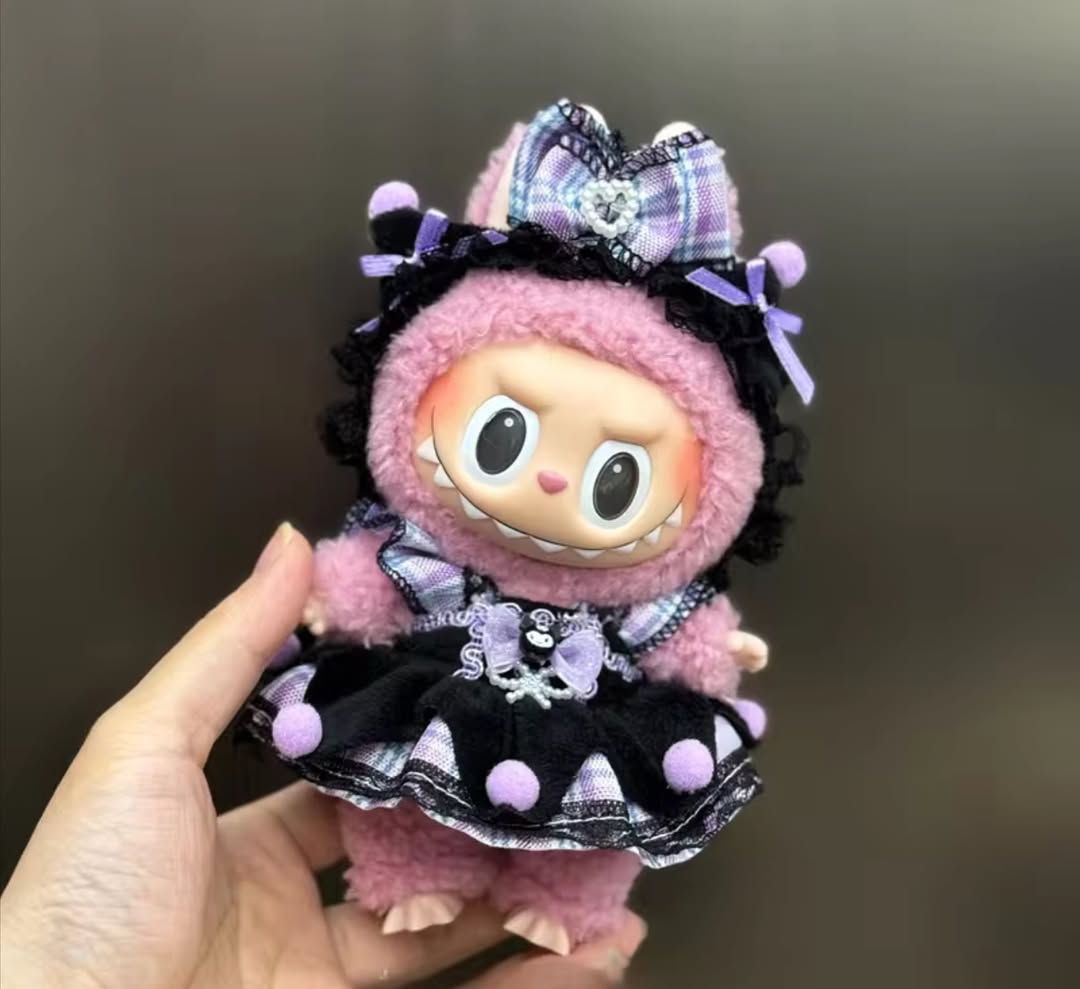 17cm Labubu Party Outfit – Inverted Triangle Workwear Style Clothes for 1st & 2nd Gen Sitting Dolls (Clothes Only)