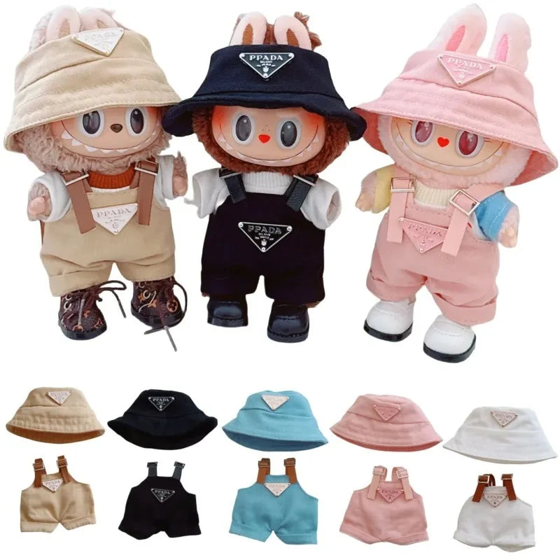 17cm Labubu Doll Outfit Set – Mini Clothes, Hat & Shoes for Labubu II Sitting Dolls, Party Game Accessories (No Doll)