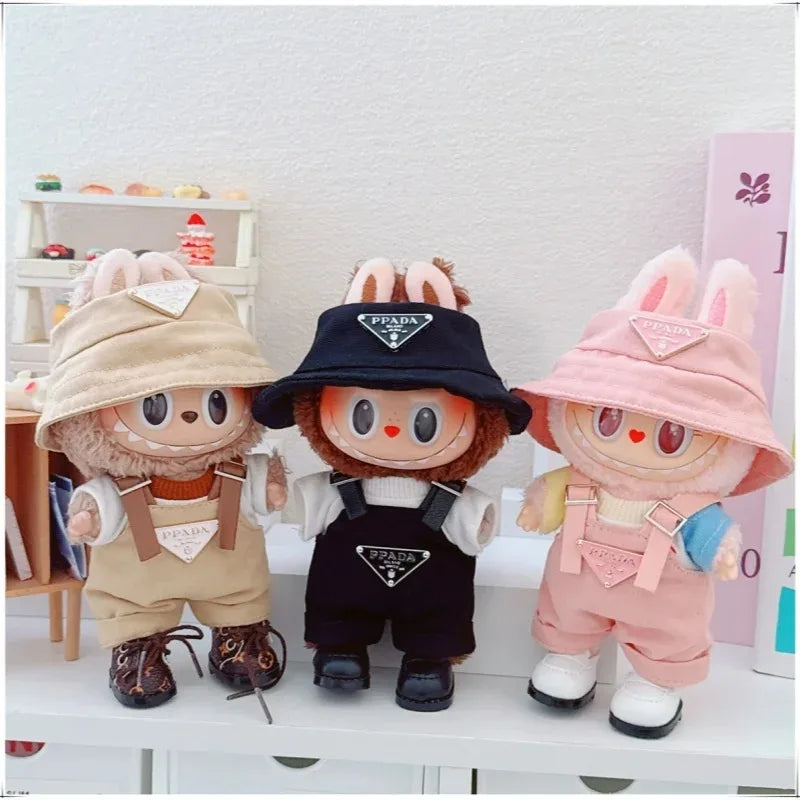 17cm Labubu Doll Outfit Set – Mini Clothes, Hat & Shoes for Labubu II Sitting Dolls, Party Game Accessories (No Doll)