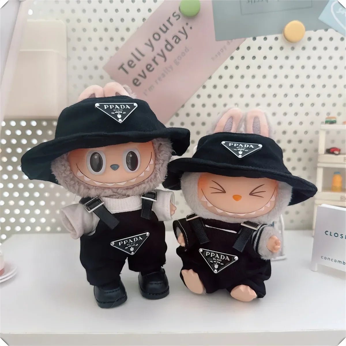 17cm Labubu Doll Outfit Set – Mini Clothes, Hat & Shoes for Labubu II Sitting Dolls, Party Game Accessories (No Doll)