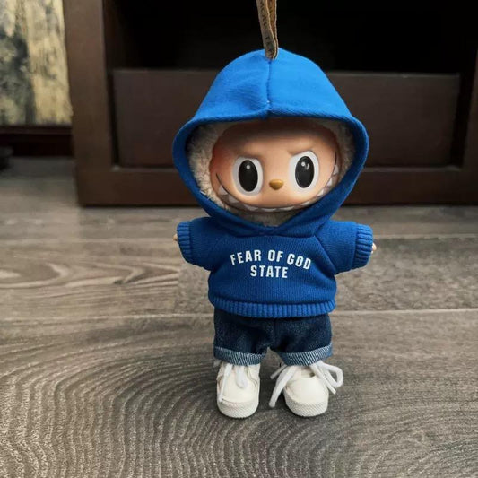 Labubu Outfit Bundle Hoodie Jeans + Mini Canvas Sneakers Doll Clothes