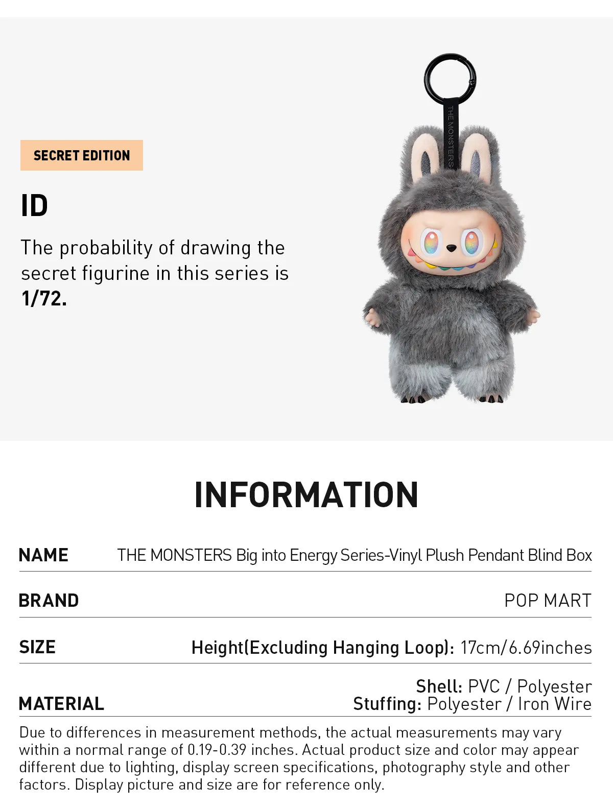 THE MONSTERS "Big Into Energy Series" - Vinyl Plush Pendant Blind Box Labubu V3