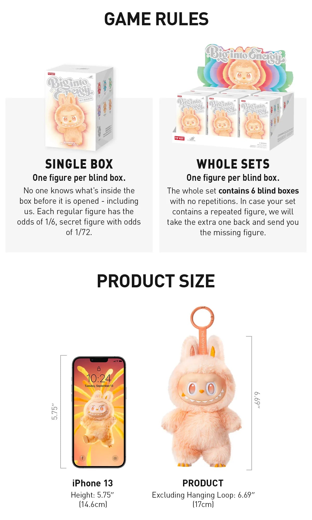 THE MONSTERS "Big Into Energy Series" - Vinyl Plush Pendant Blind Box Labubu V3