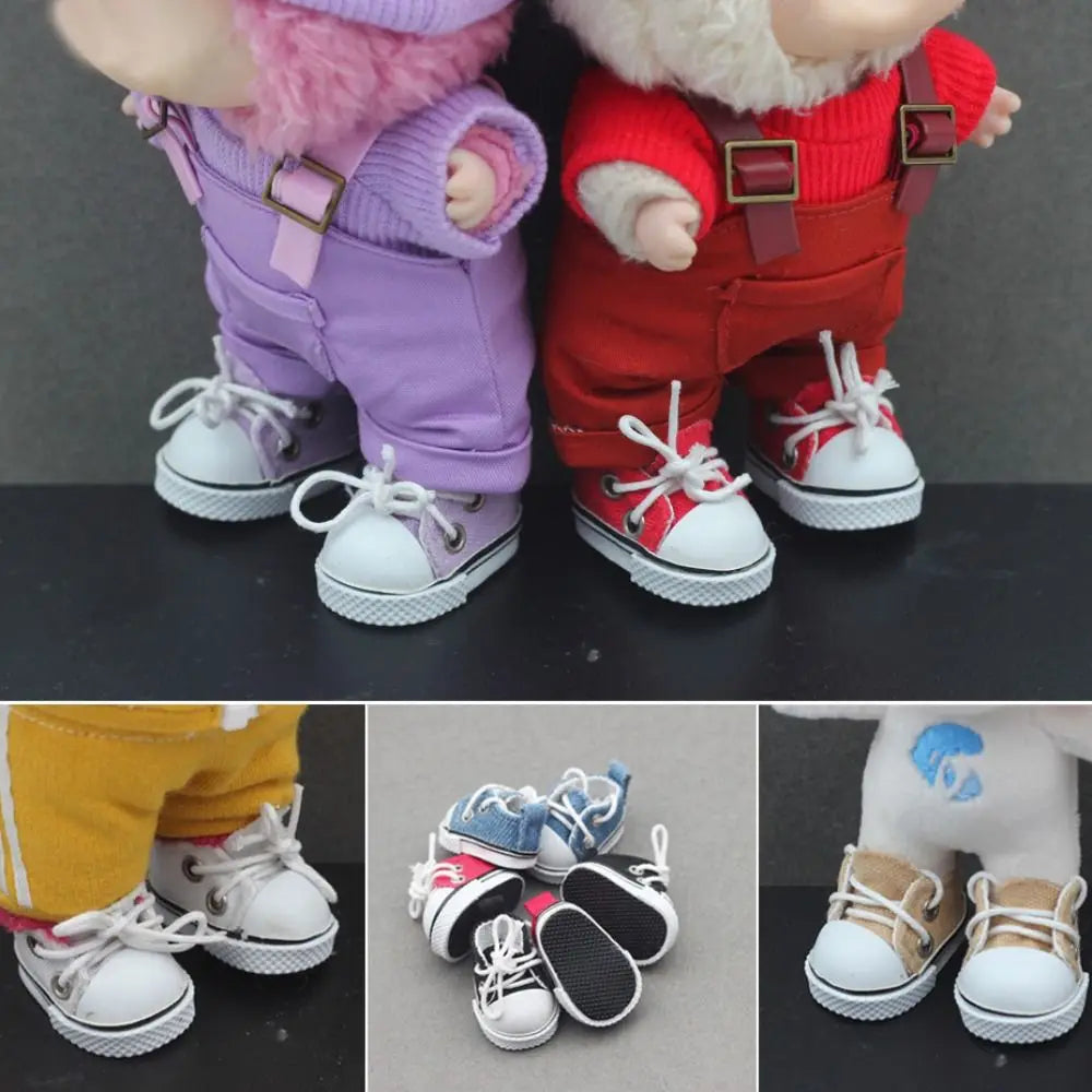 Labubu Mini Canvas Leather Shoes for 7–10cm Dolls Accessories Sneakers
