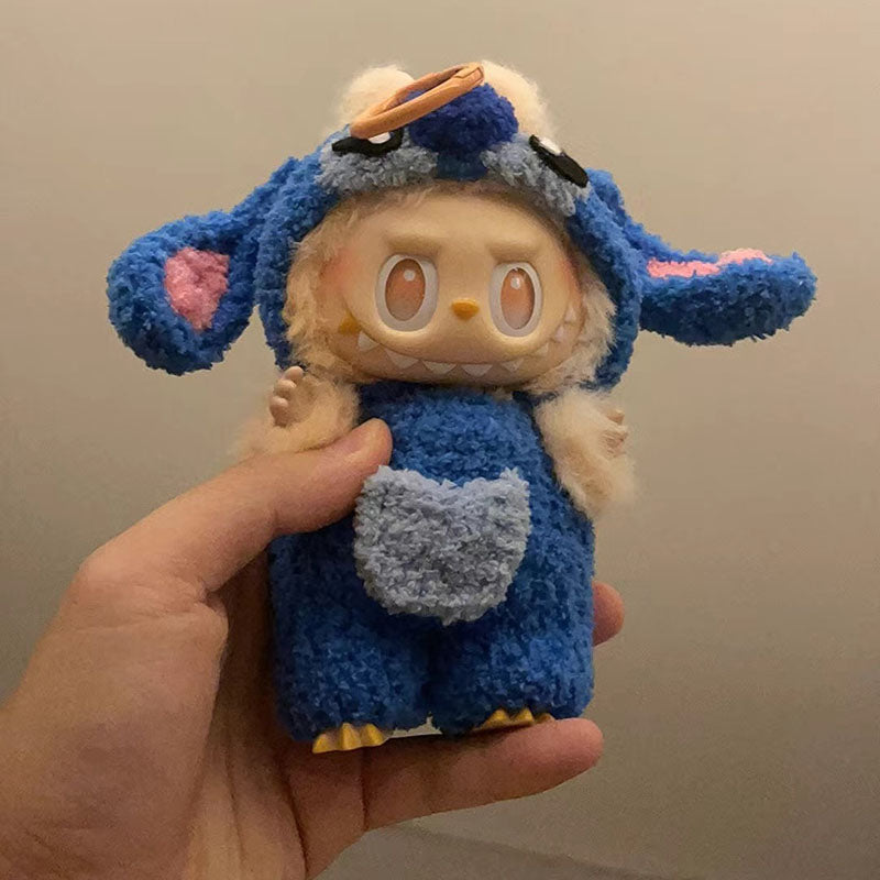 Cute Stitch Labubu Costume – 17cm Kawaii Doll Clothing