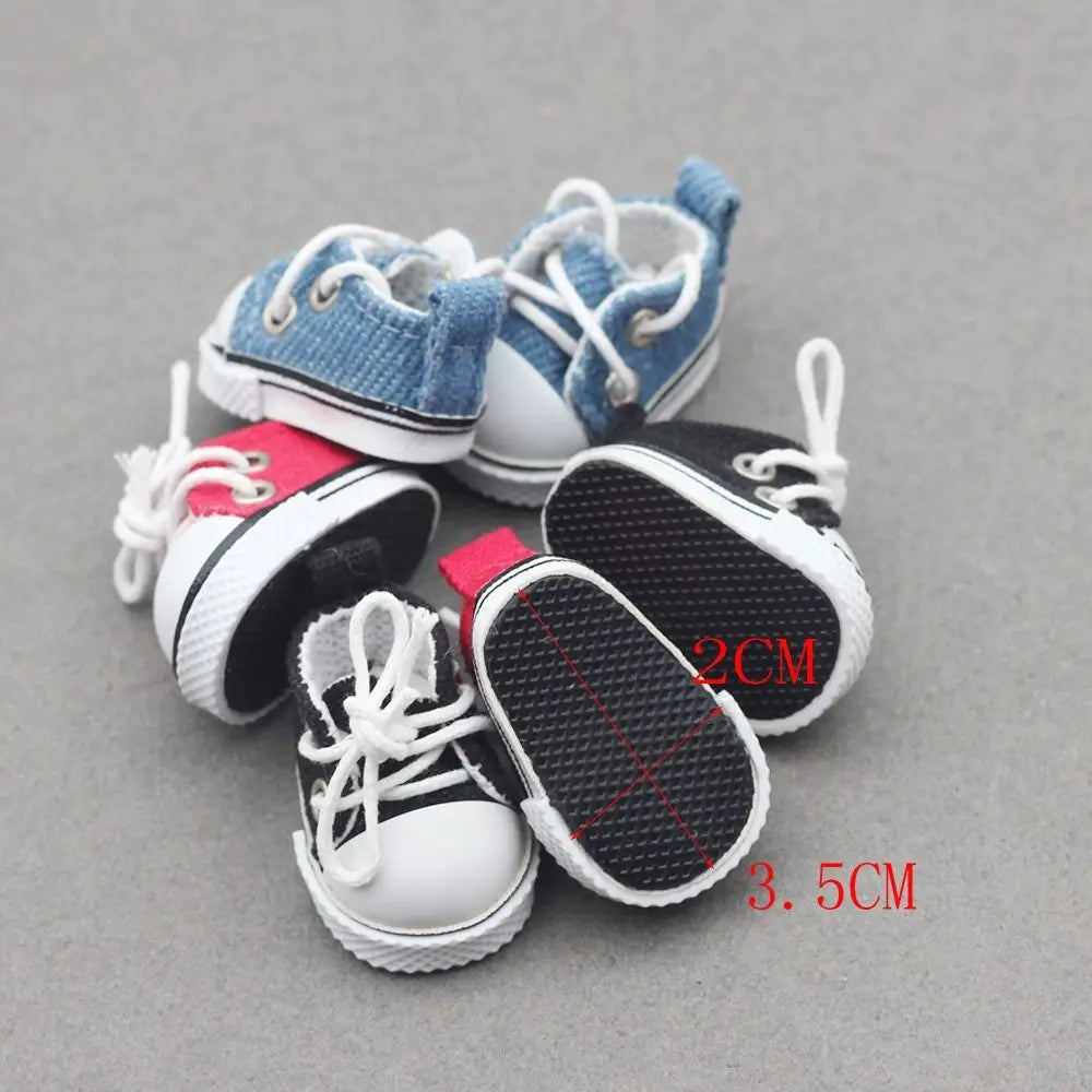 Labubu Mini Canvas Leather Shoes for 7–10cm Dolls Accessories Sneakers