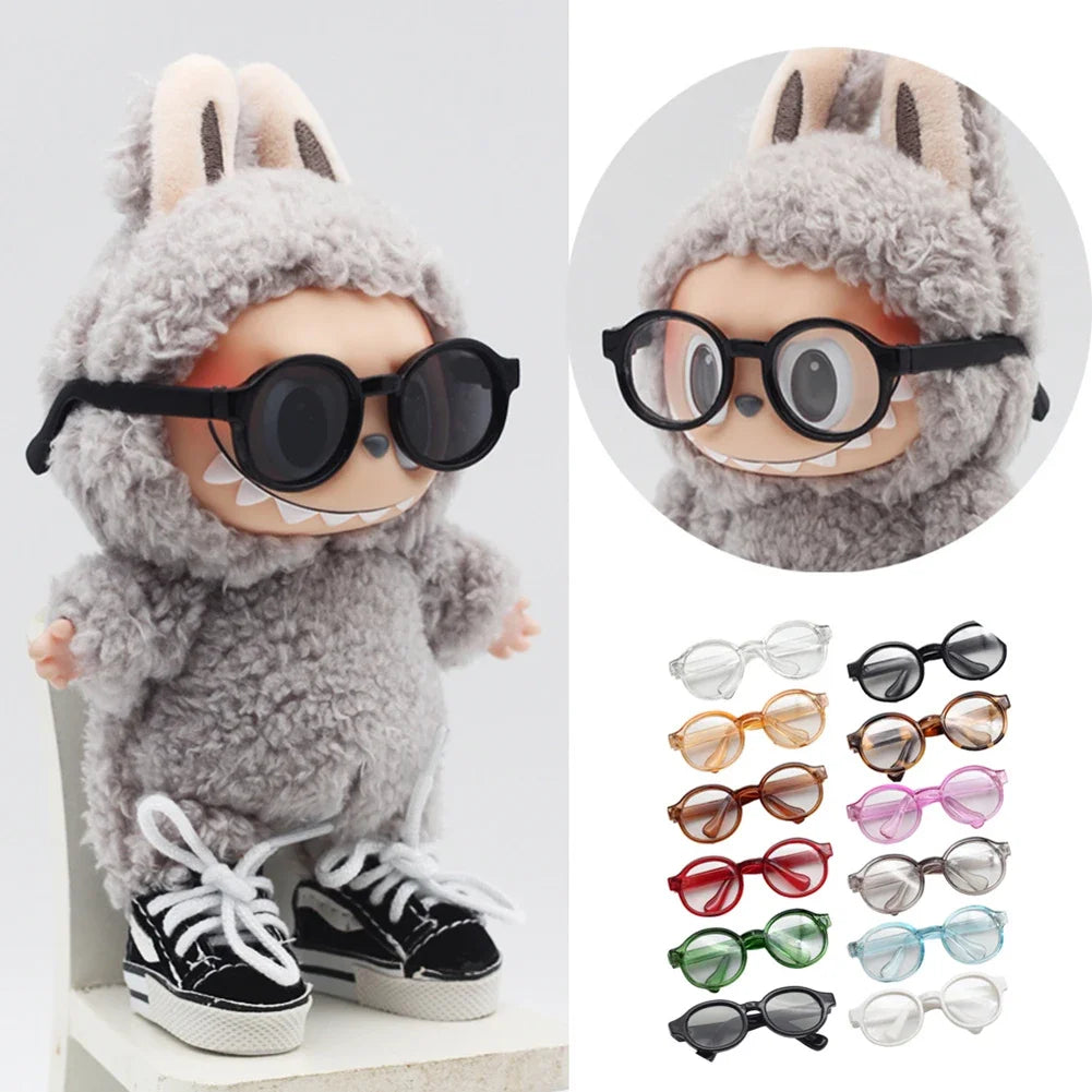 Labubu 6.5cm Transparent Doll Glasses – Clear Plastic Eyewear for 1/8 1/6 1/4 1/3 BJD, MSD, EXO Plush & Labubu Dolls