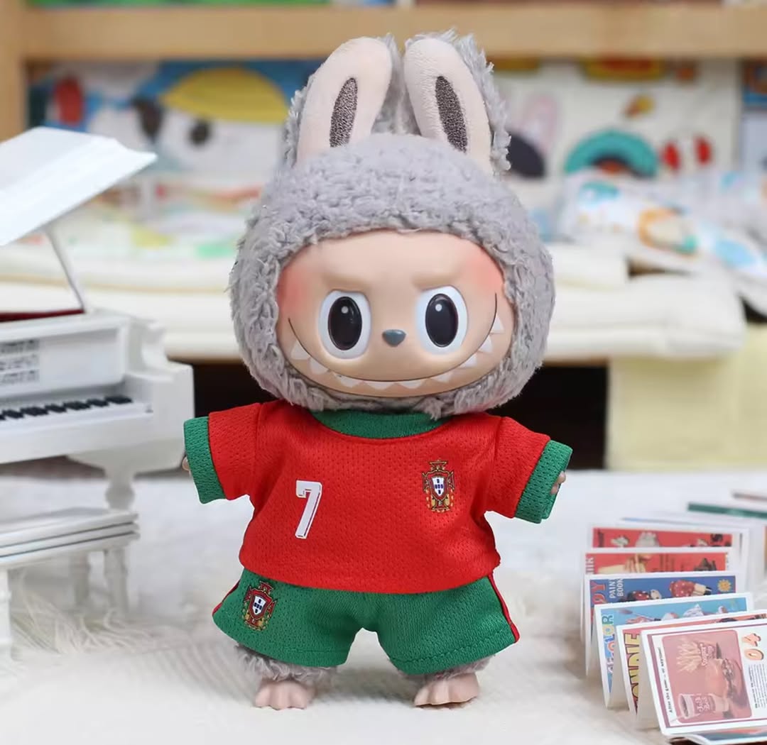 17cm Labubu Soccer Team Outfit – Handmade Sports Clothes for 1st, 2nd & 3rd Gen Dolls (Clothes Only, No Doll)