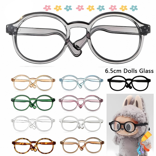 Labubu 6.5cm Transparent Doll Glasses – Clear Plastic Eyewear for 1/8 1/6 1/4 1/3 BJD, MSD, EXO Plush & Labubu Dolls
