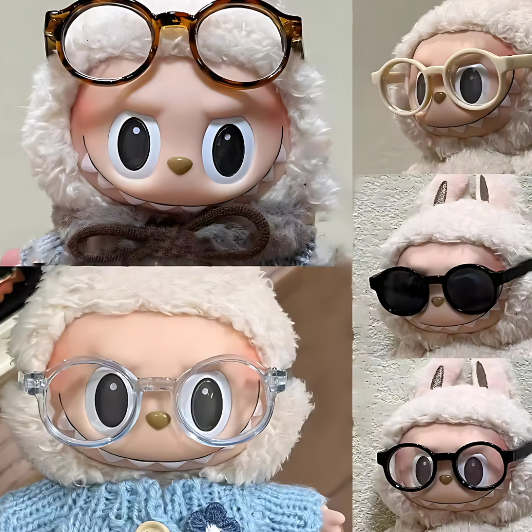 Labubu 6.5cm Transparent Doll Glasses – Clear Plastic Eyewear for 1/8 1/6 1/4 1/3 BJD, MSD, EXO Plush & Labubu Dolls