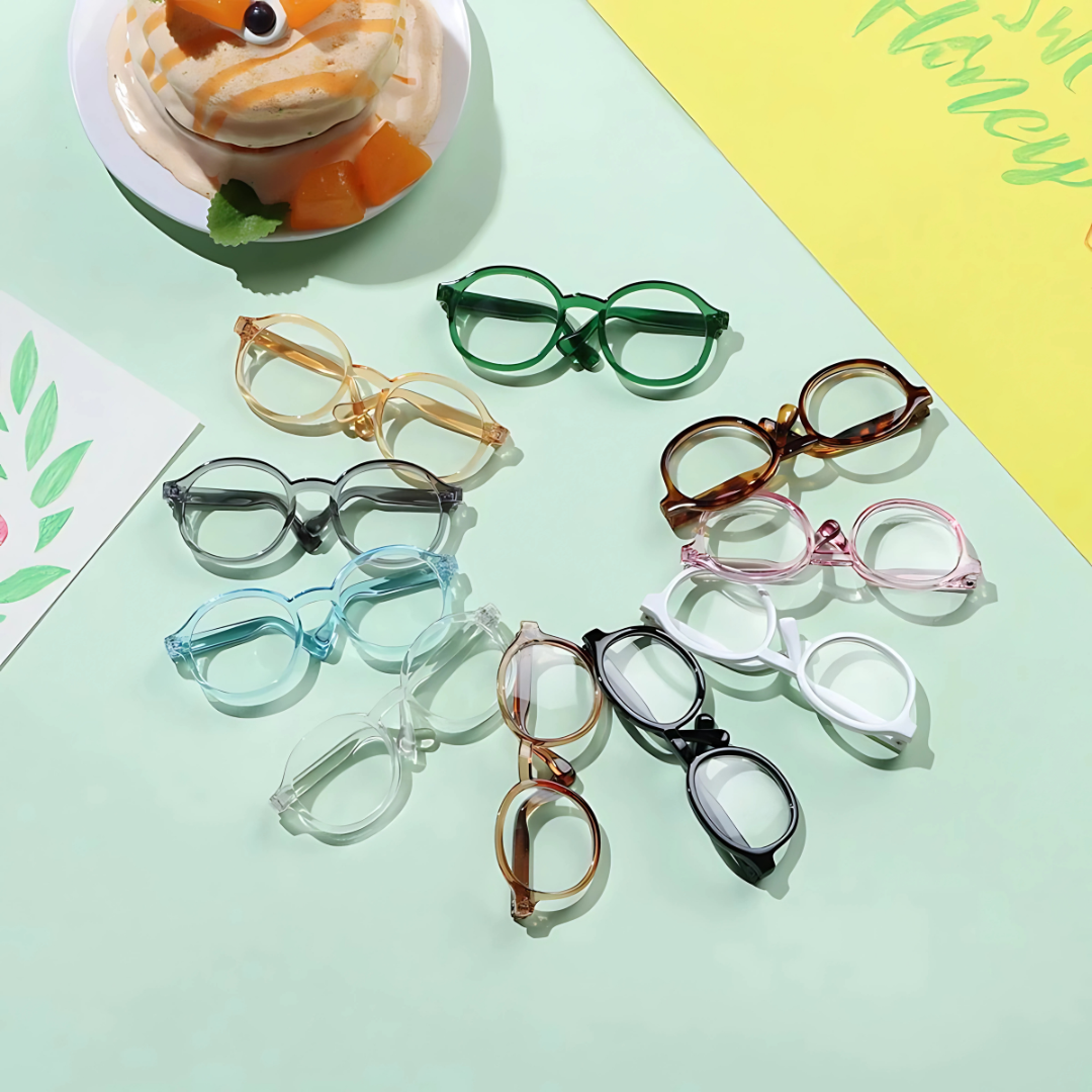 Labubu 6.5cm Transparent Doll Glasses – Clear Plastic Eyewear for 1/8 1/6 1/4 1/3 BJD, MSD, EXO Plush & Labubu Dolls