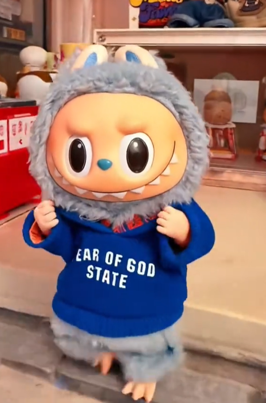 Handmade Labubu 17cm Doll Clothes - Blue Hoodie & Pants Outfit Set (2pcs, No Doll)