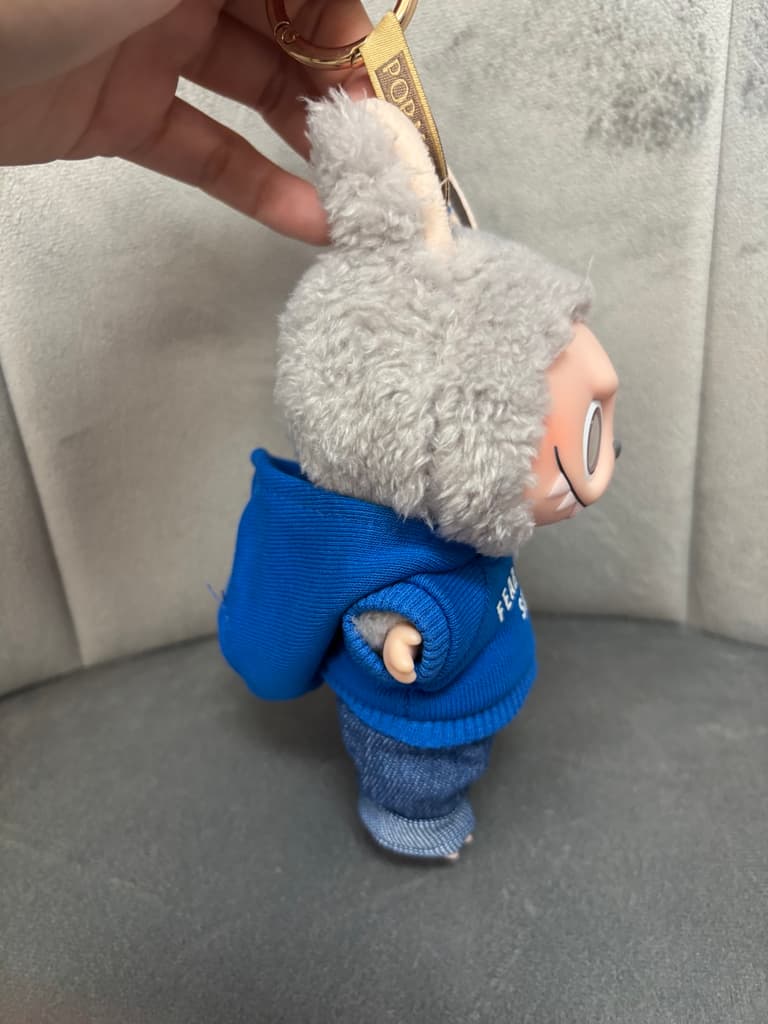 Handmade Labubu 17cm Doll Clothes - Blue Hoodie & Pants Outfit Set (2pcs, No Doll)